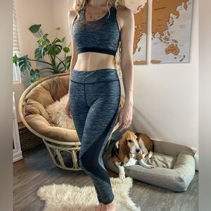 Active black and grey gym workout Set (Sports Bra + Leggings)